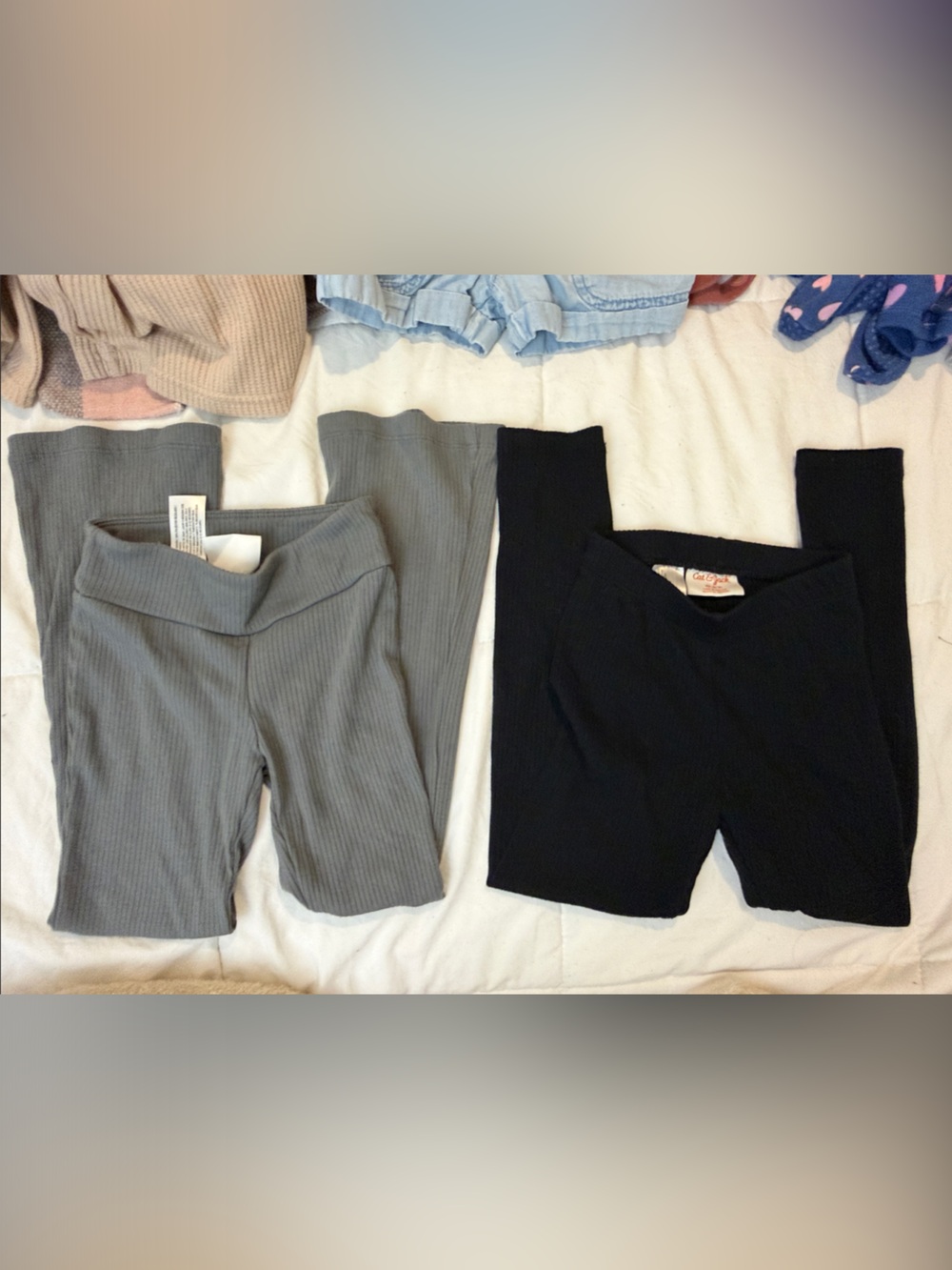 Cat & Jack Ribbed Leggings Set - Gray & Black